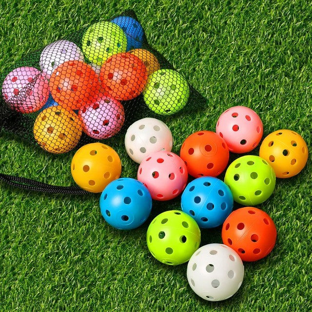 30pcs 42mm Mixed Golf Practice Balls Plastic Airflow Hollow Swing Training Balls