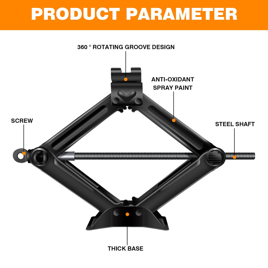 2 Ton Scissor Jack And Extendable Wheel Telescopic Car Van Brace Socket Tyre UK