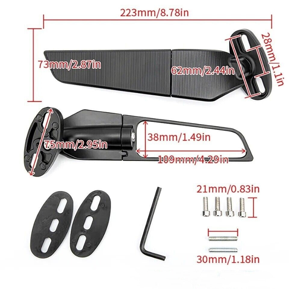 Black Adjustable Rear View Side Mirrors For YAMAHA YZF R1 R6 R125