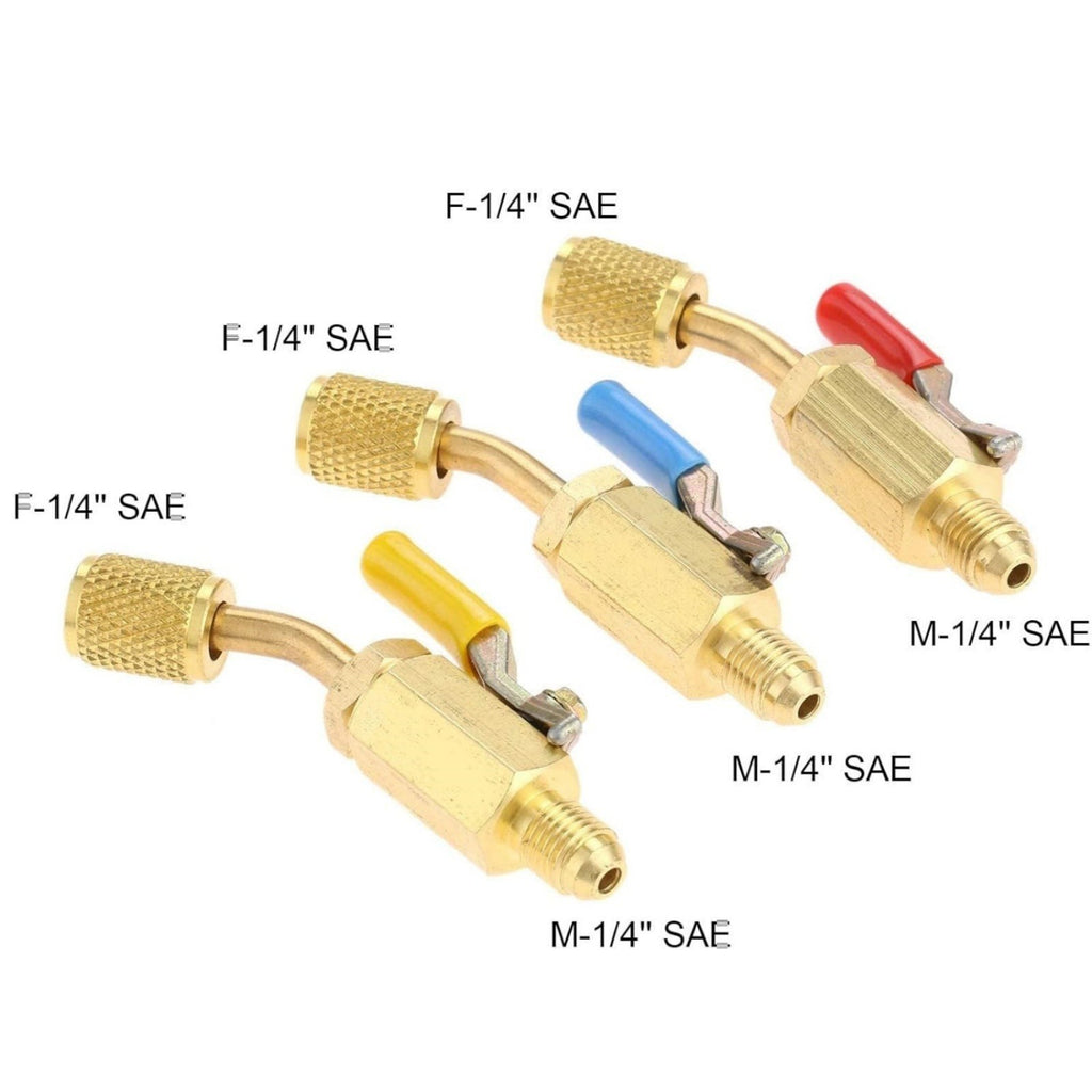 3PCS Brass Air Conditioning HVAC 1/4" Shut Valve Adapter For AC Charging Hoses