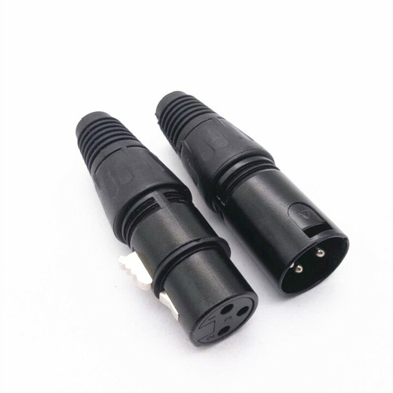 20x XLR 3 Pin Male Female Connector DMX Audio Microphone Cable Plug Black