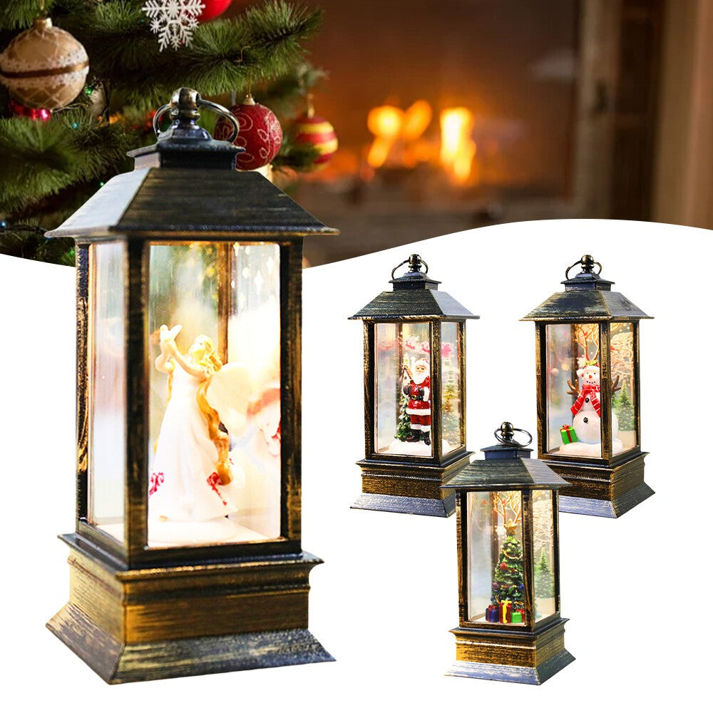 Christmas Snow Globe Lantern LED Light Santa Hanging Night Lamp UK