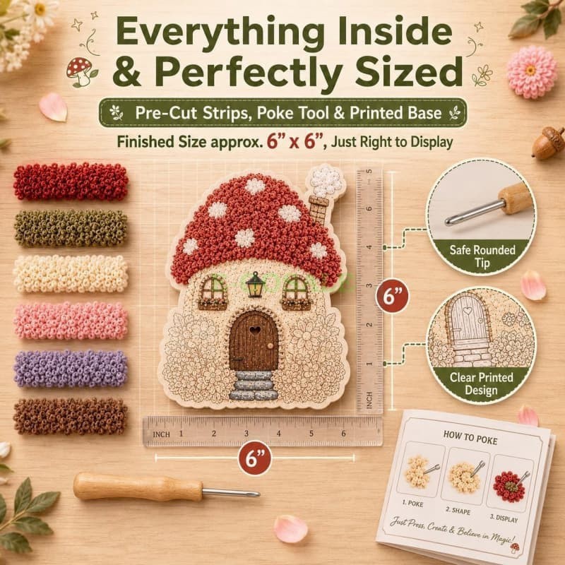NEW HOT 3D DIY Craft Set Fabric Poke Art Kit Fairy Tale Village Cottage Handmade