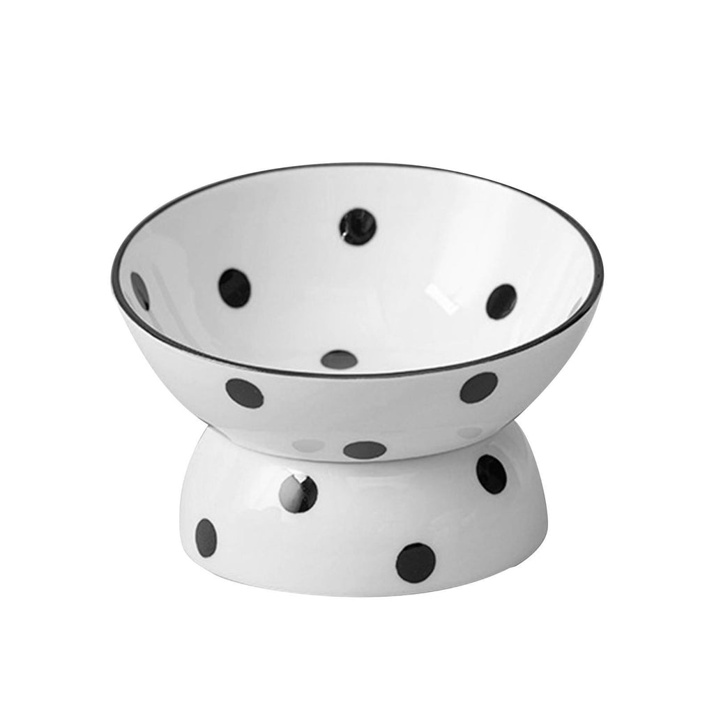 Ceramic Tilted Raised Cat Food Bowl Slant Porcelain Pet Cat Dish Snack Bowl