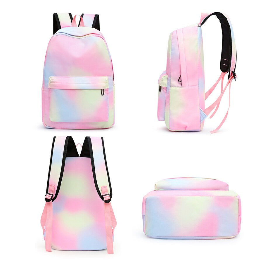 3PCS/Set Boys Girls Kids Rainbow Backpack Rucksack School Lunch Bag Pencil Bag