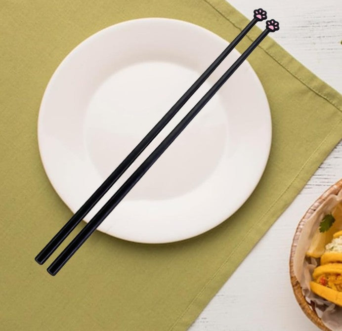 Cute Paw Chopsticks, Non Slip Lightweight Reusable Black Cat Paw Tableware