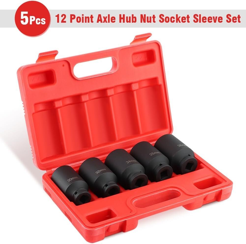1/2"Dr Thin Wall Drive Shaft Socket 12 Point Axle Hub Nut DEEP IMPACT Socket Set
