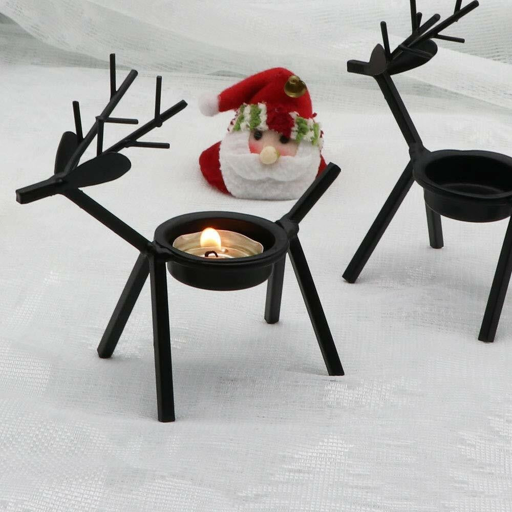 4 Metal Reindeer Tea Light Candle Holders Iron Decoration for Party Dining Table