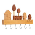 Wooden Key Holder Storage 6 Hooks Wall Mounted Metal Coat Rack Hanger Chic Style
