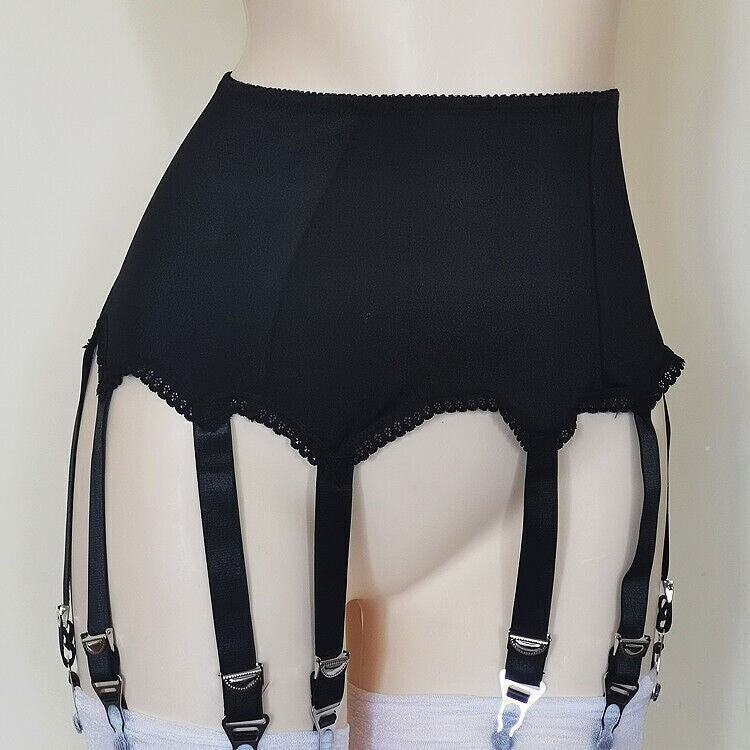 UK Alacki Retro 8 Straps Garter Belts Plain Color Suspender Belt Underwear Women