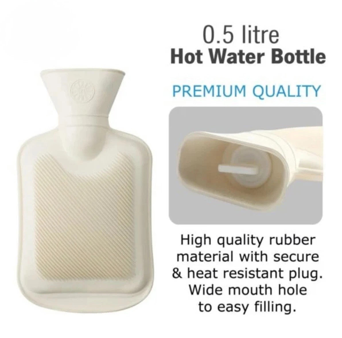 Large 2L Natural Rubber Hot Water Bottle With Warm Faux Fur Fleece Knitted Cover