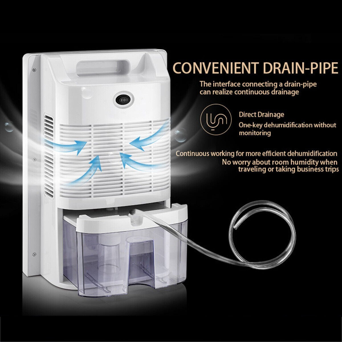 UK 2.2L Large Dehumidifier Portable Quiet Home Air Dryer for Mould Moisture Damp