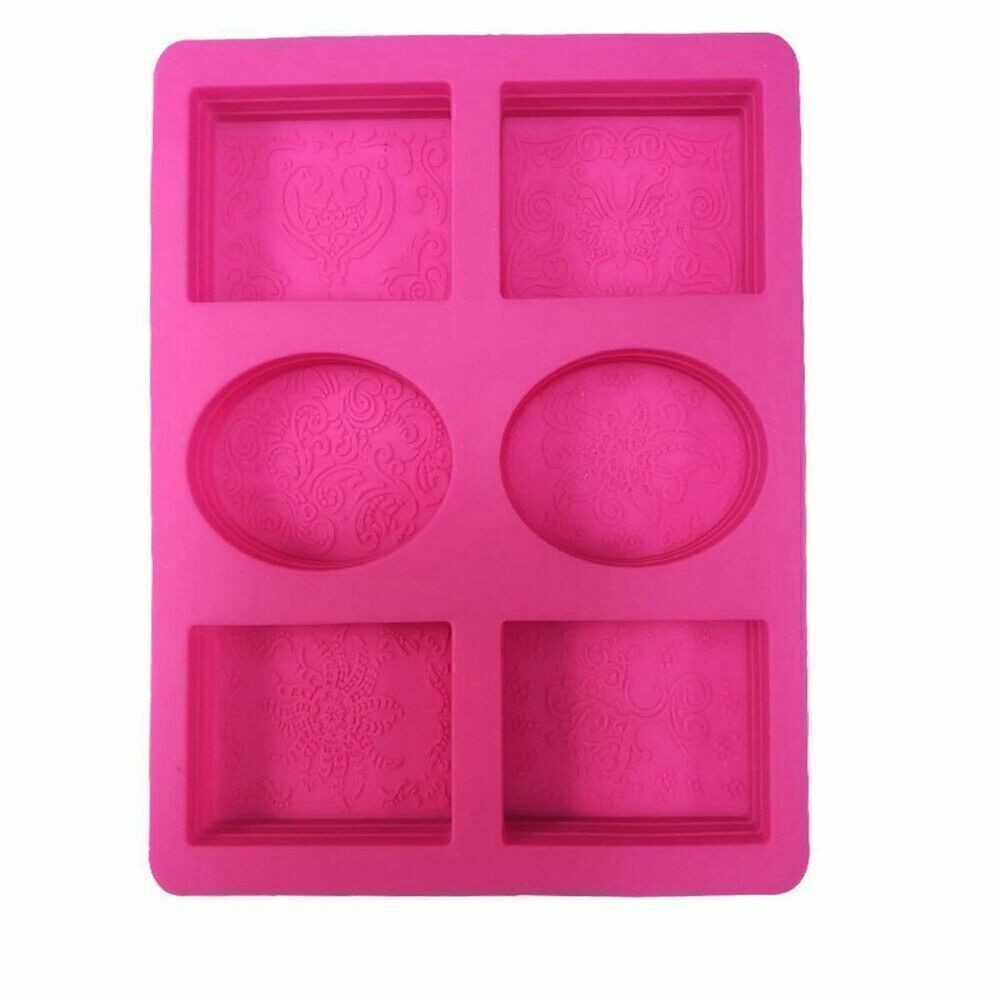 DIY Silicone Soap Mold 6 Forms Oval Rectangle Cake Mould Homemade Making Craft