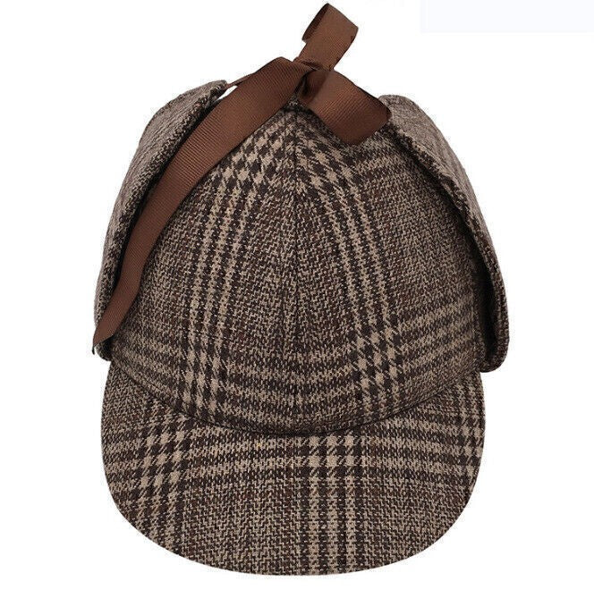 For Sherlock Wool Blend Men's Holmes Cap Deerstalker Peaked Cap Hat