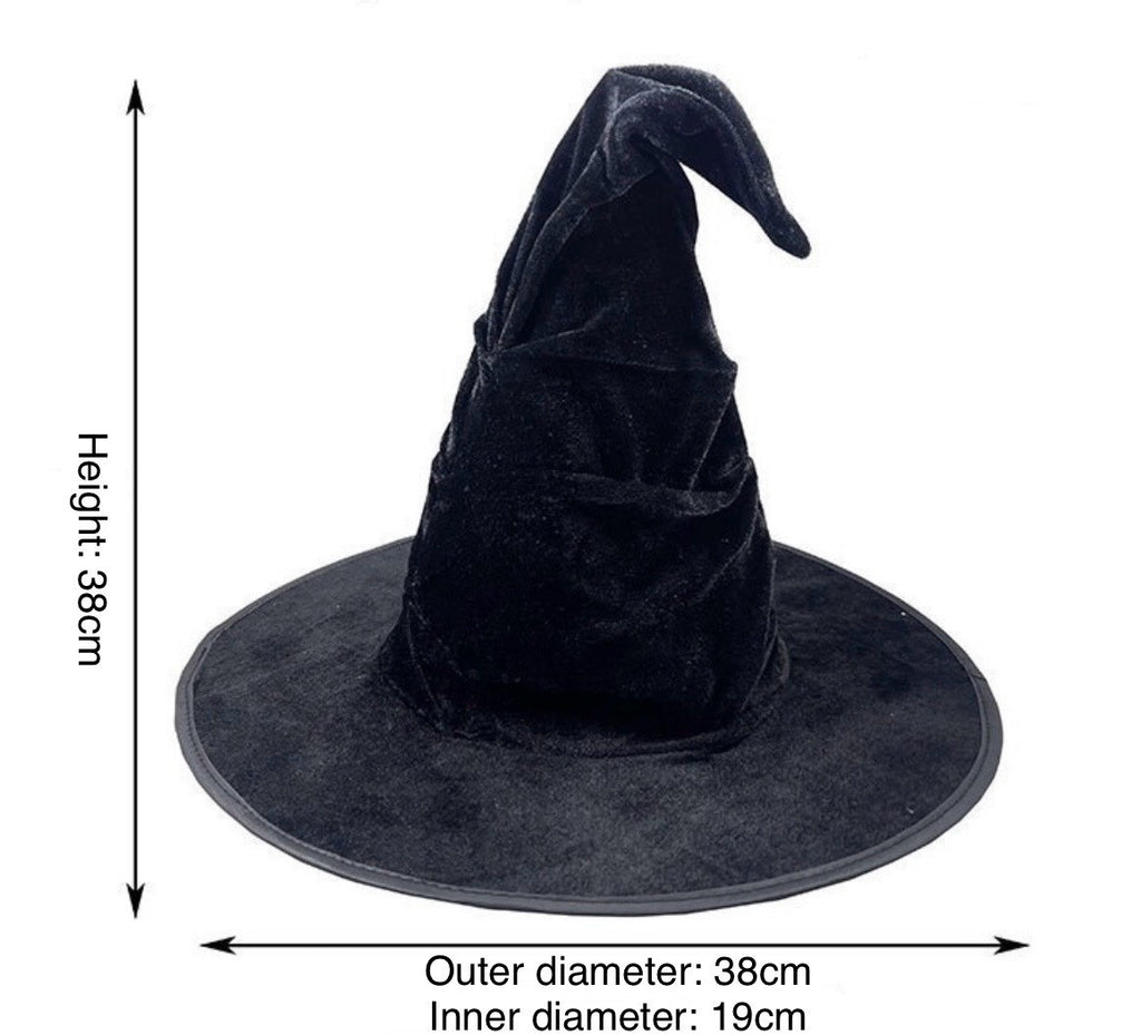 Halloween Crumpled Witch Hat Black Velvet Wizard Hat Cosplay Accessories UK