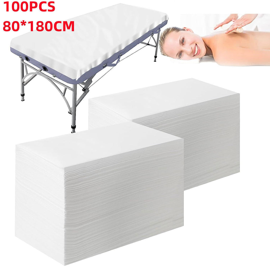 100Pcs Disposable Non-woven Bed Cover, White Sheet for Spa Salon Massage Table