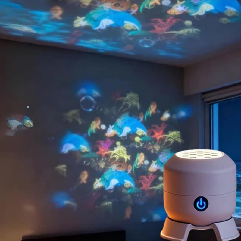 Dynamic Rotating LED Projector Light,HD Smart Dynamic Holographic Night Light~