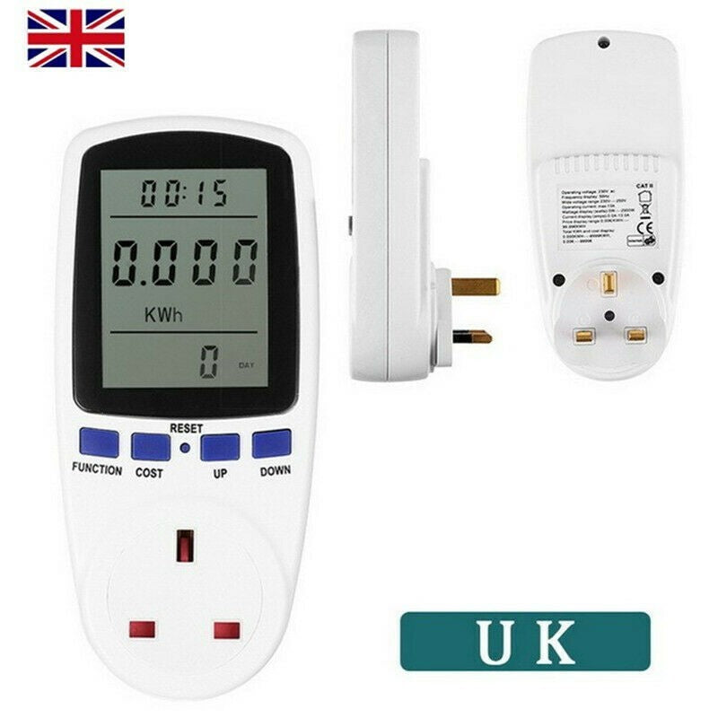Electricity Usage Monitor Power Consumption Meter UK Plug In Watt Kwh Analyser