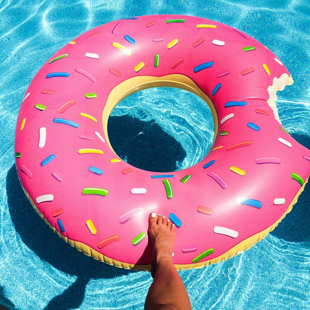 Inflatable Swim Ring Donut Water Fun Raft Float Pool Kids Swimming Large Jumbo
