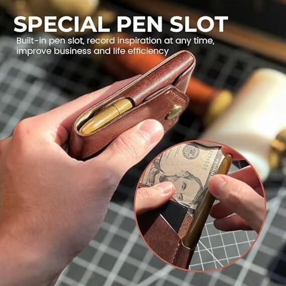 Vintage Handmade Leather Wallet,Multifunctional Handmade Leather Wallet for Men