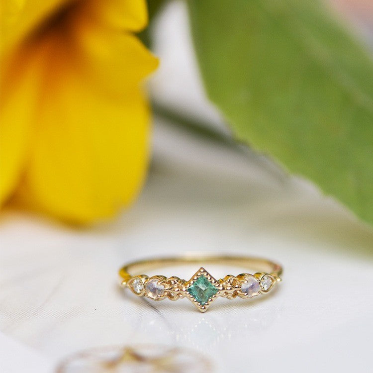 Moonstone Fashionable All-Match Thin-Frame Ring For Women
