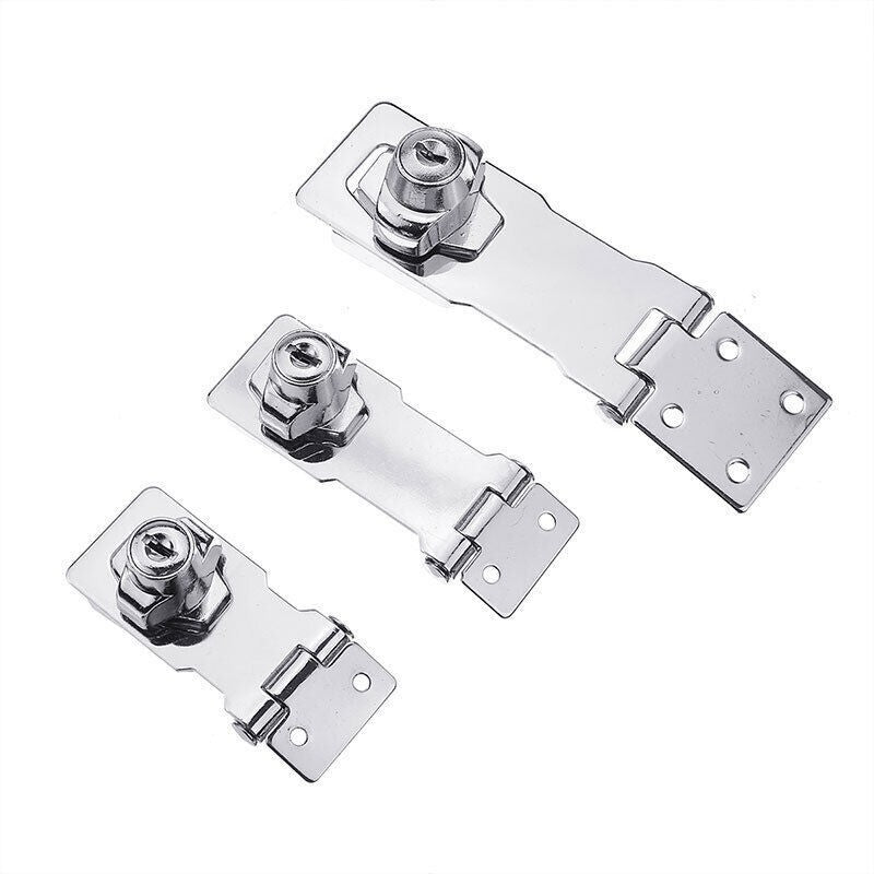 Heavy-Duty Locking Hasp And Staple With Keys Padlock Cupboard Shed Garage Lock