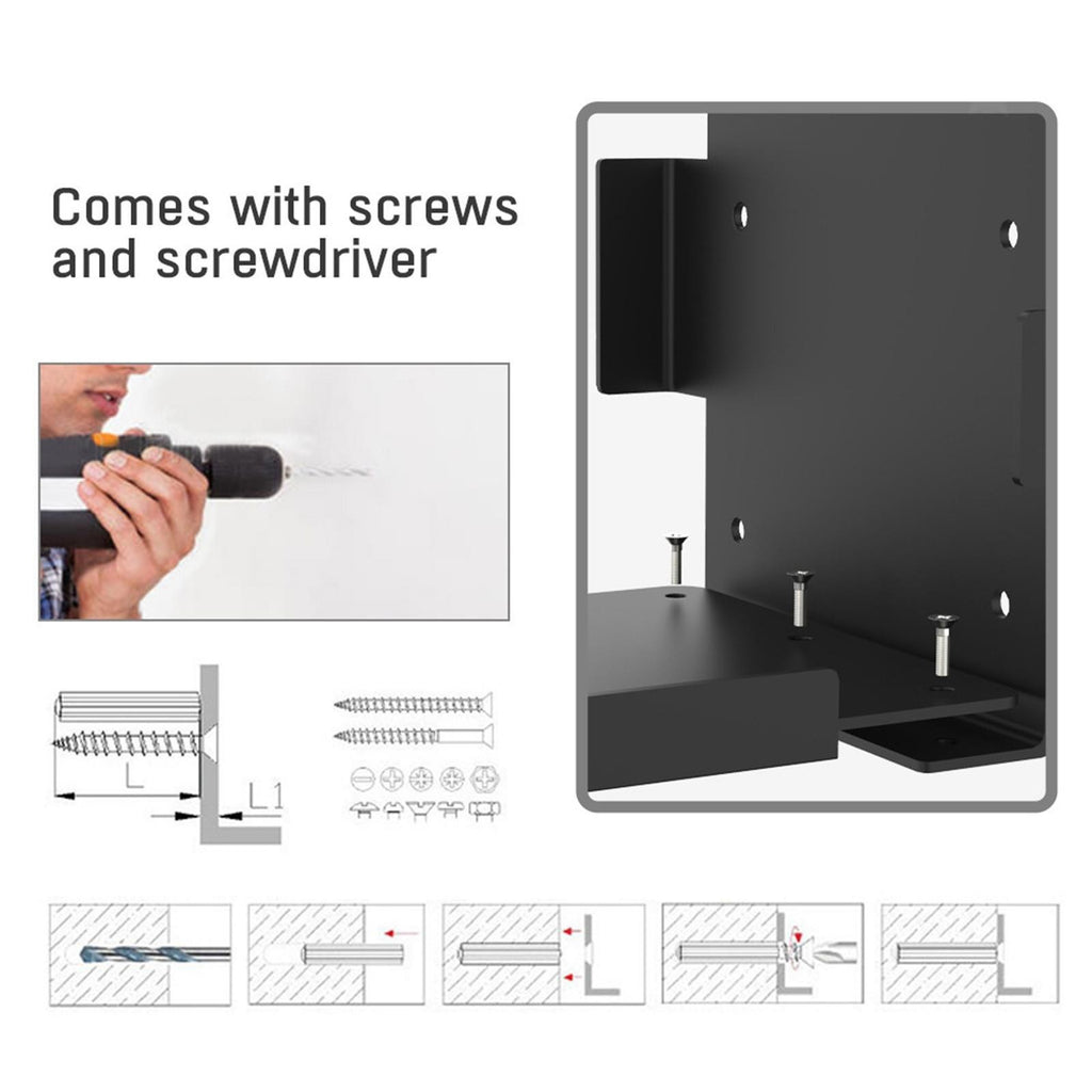 For Xbox Series X Console Wall Mount Bracket Steel Shelf Black Vertical Floating