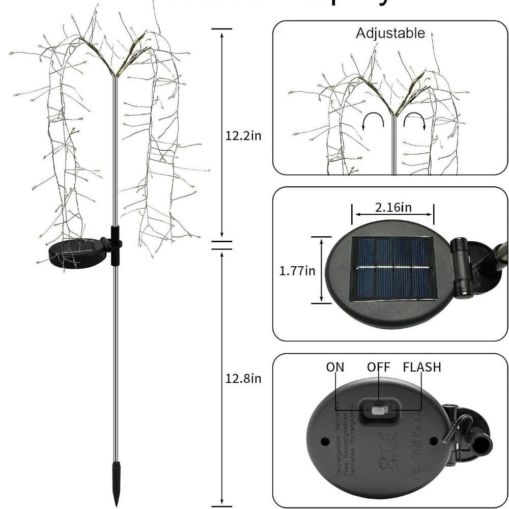 Solar Powered Willow Tree Lamp 8 Lighting Modes Garden Decorative Lights  Lawn