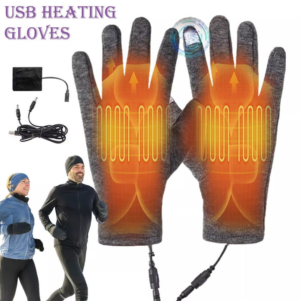 Winter Electric Heated Gloves USB Heating Hand Warm Windproof Thermal Gloves UK