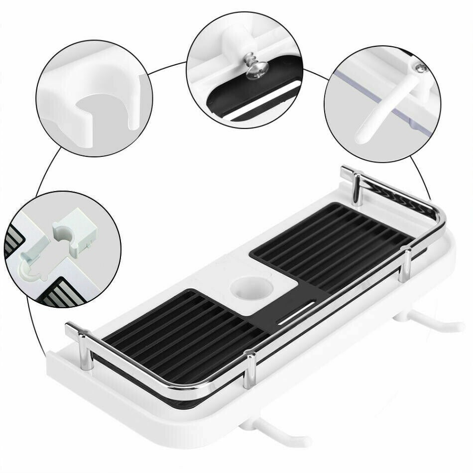 Bathroom Shelf Shower Pole Caddy Rack Storage Organiser Tray Holder Shelf UK