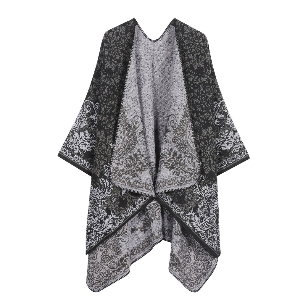 Ladies Women Knitted Cape Blanket Winter Wrap Poncho Open Front Shawl
