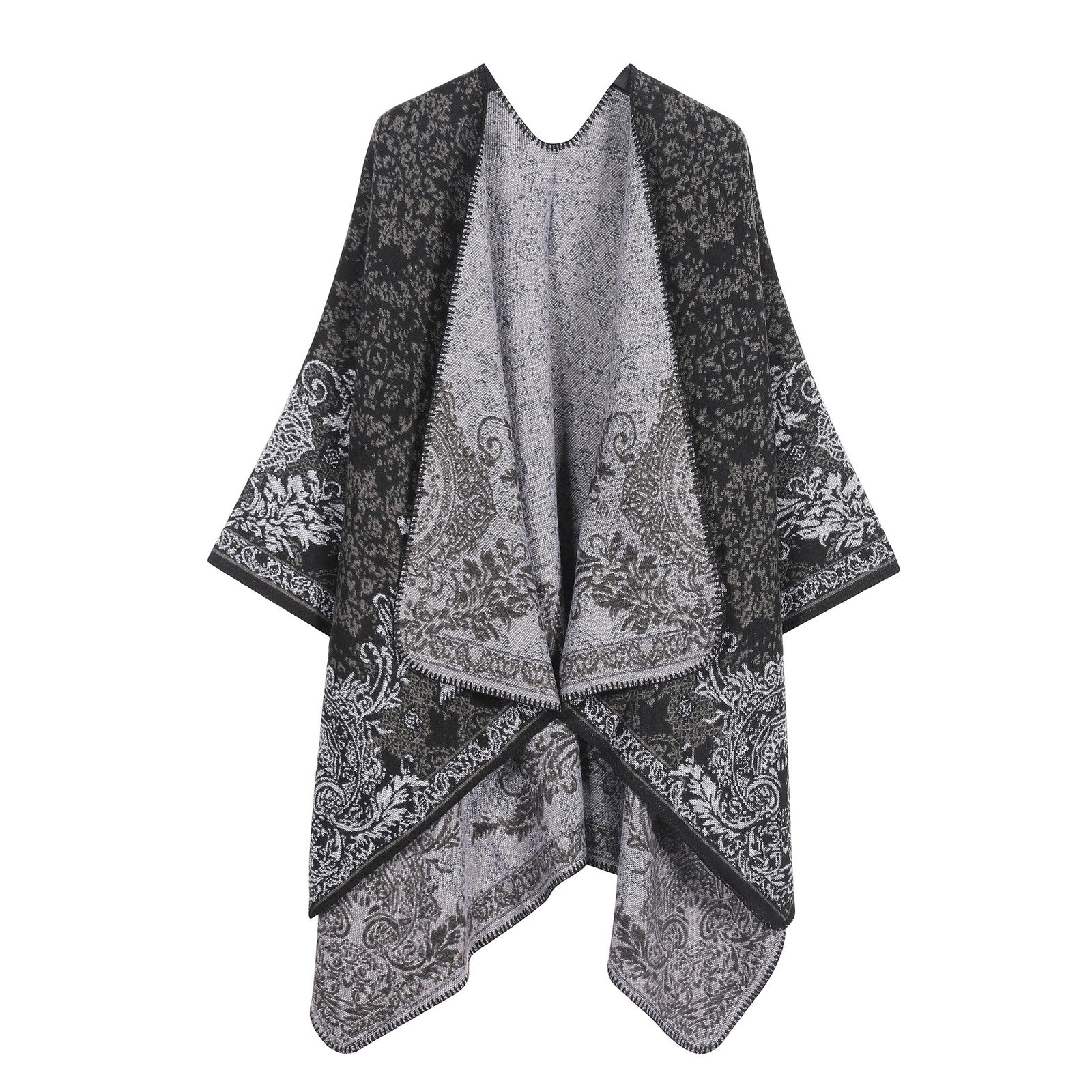 Ladies Women Knitted Cape Blanket Winter Wrap Poncho Open Front Shawl