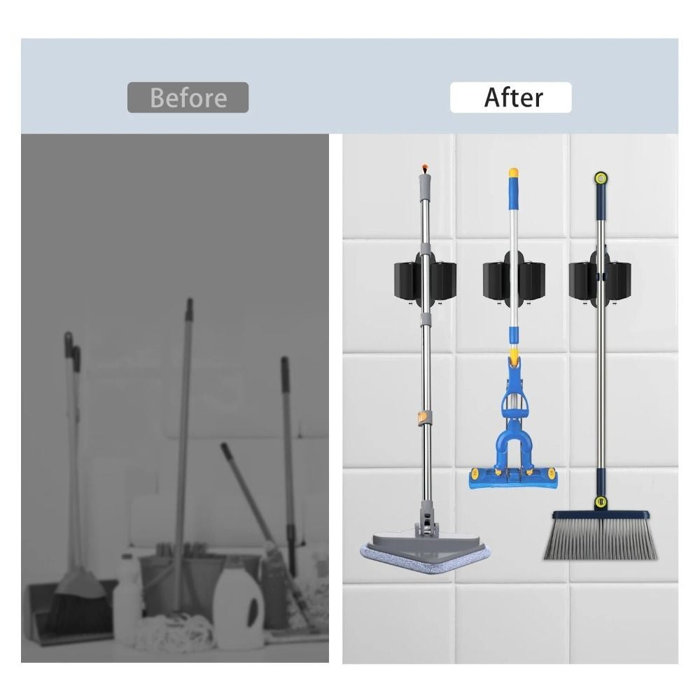4pcs Universal Broom Hanger Wall Mounted Mop Holder Home Mop Storage Clip Rack