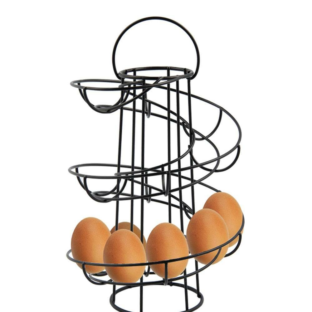 Black kitchen Storage Spiral HELTER SKELTER Egg Rack Stand Can Hold 18 Eggs
