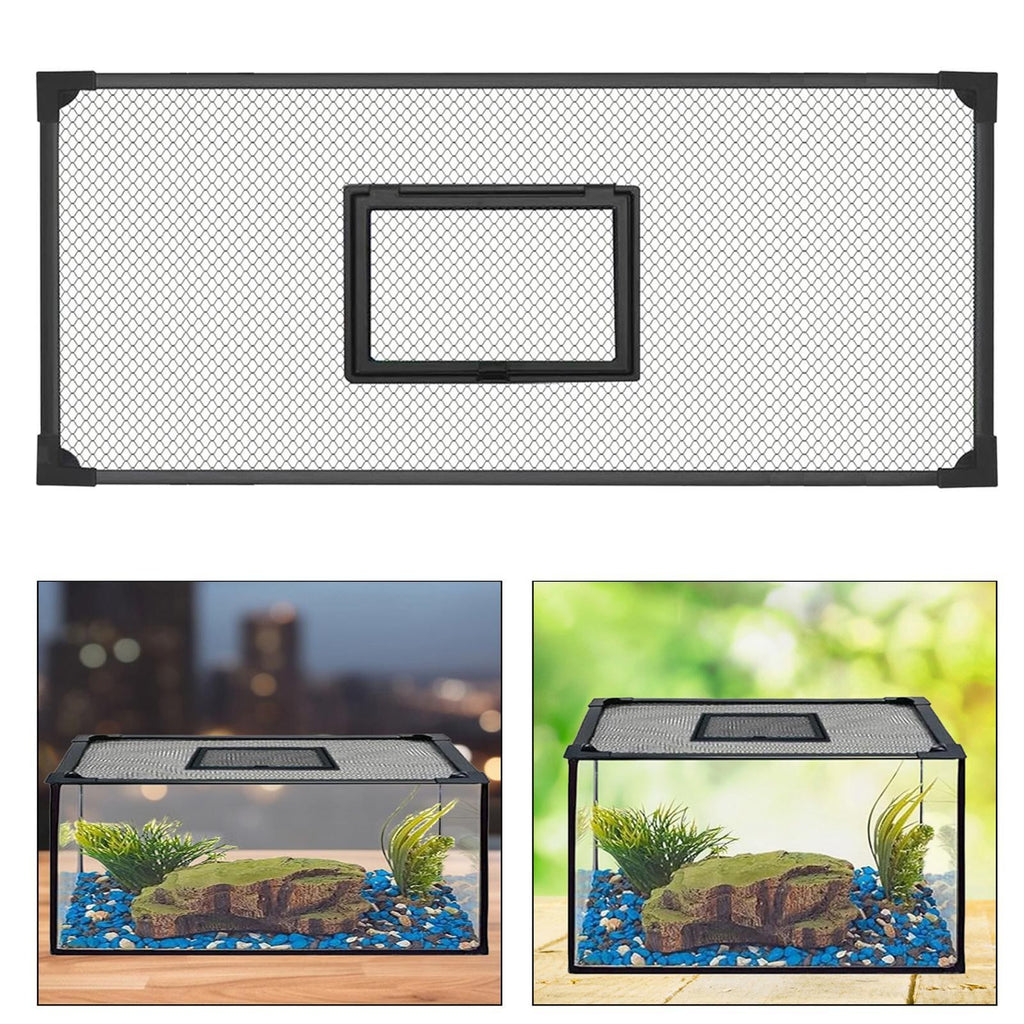 Fish Tank Lid Self Assembly Anti Jump Net Cover Magnetic Black Aquarium Hood
