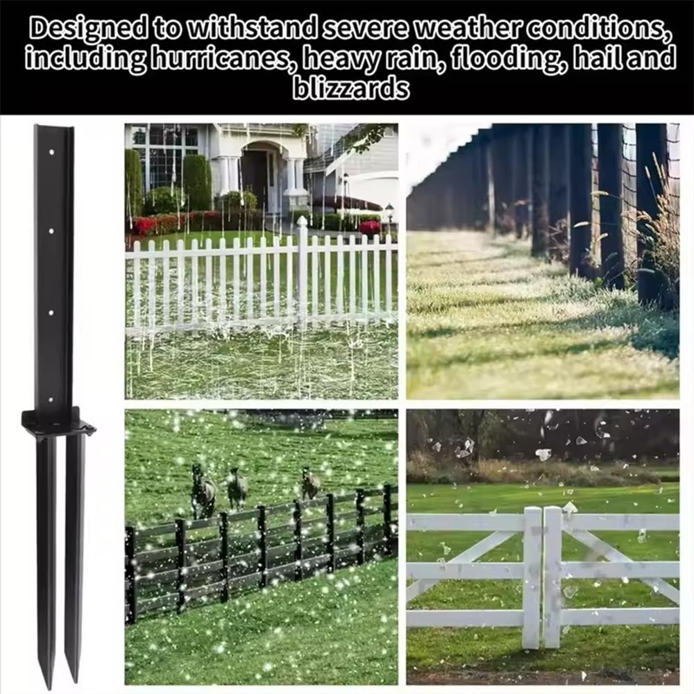 Heavy Duty Steel Fence Post Repair Kit - Anchor Brackets & Ground Spike UK