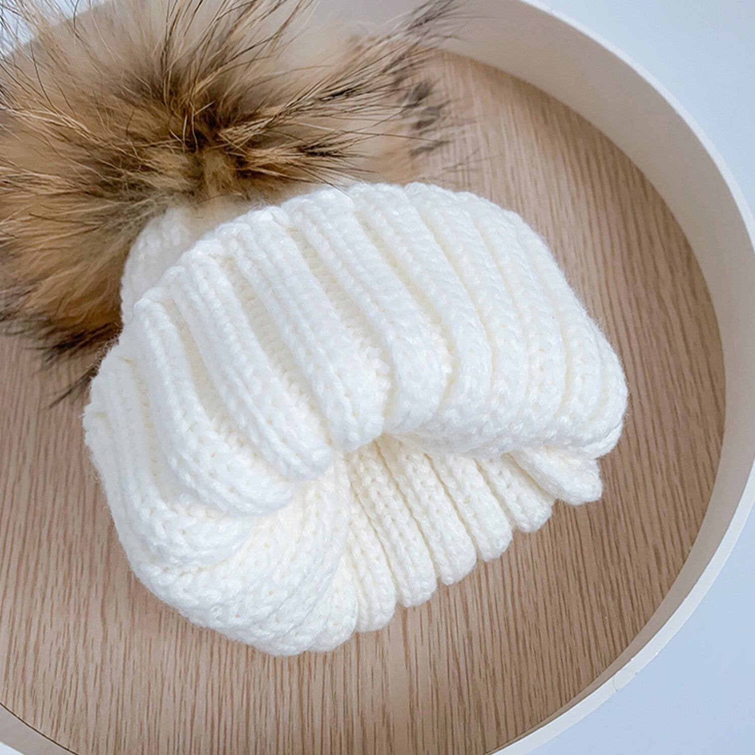 Womens Warm Winter Hat Genuine Fur Pom Pom 15cm Ball Knit Beanie Ski Caps