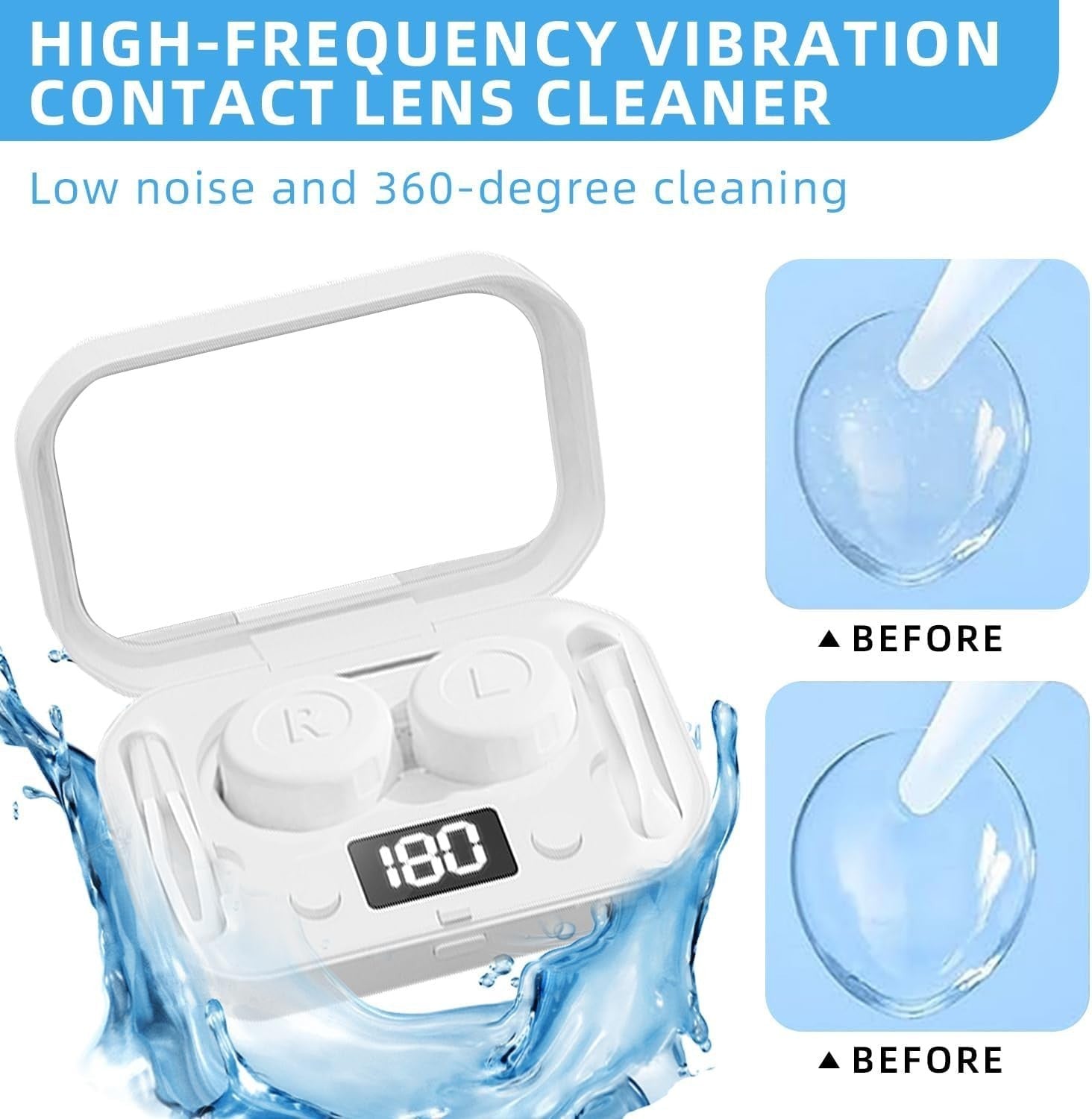 Rechargeable Ultrasonic Contact Lens Auto Cleaner Care Case USB Cleaning Machine