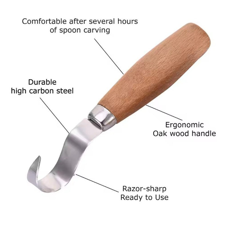 2pcs Wood Carving Knives Set for Spoon Carving Tools Hook Knife Professional