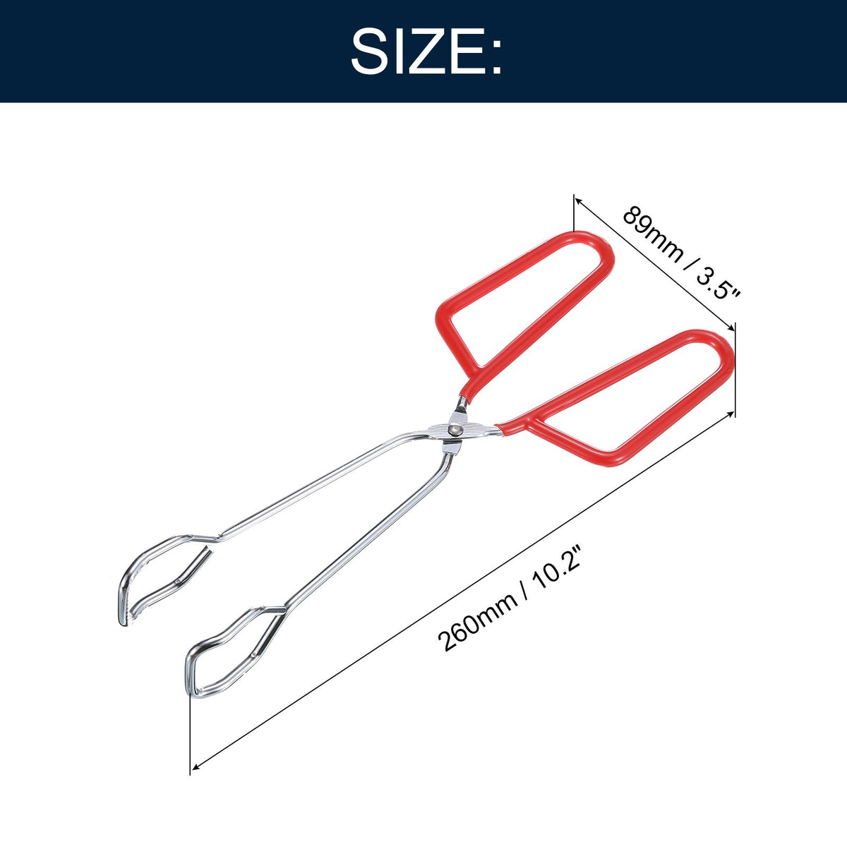 2Pcs Cooking Scissor Tongs, 10" Kitchen Tongs with Comfort Grip Red Handle