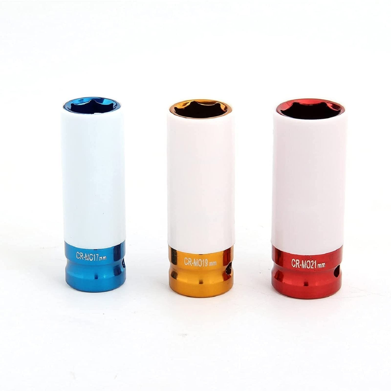 3pc Thin Wall Wheel Impact Socket 1/2" Deep Alloy Locking Wheel Nylon Sleeved MM
