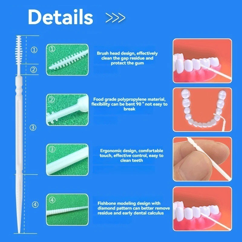 200x Interdental Floss Picks Toothpicks – Dental Teeth Cleaning Oral Care Brush