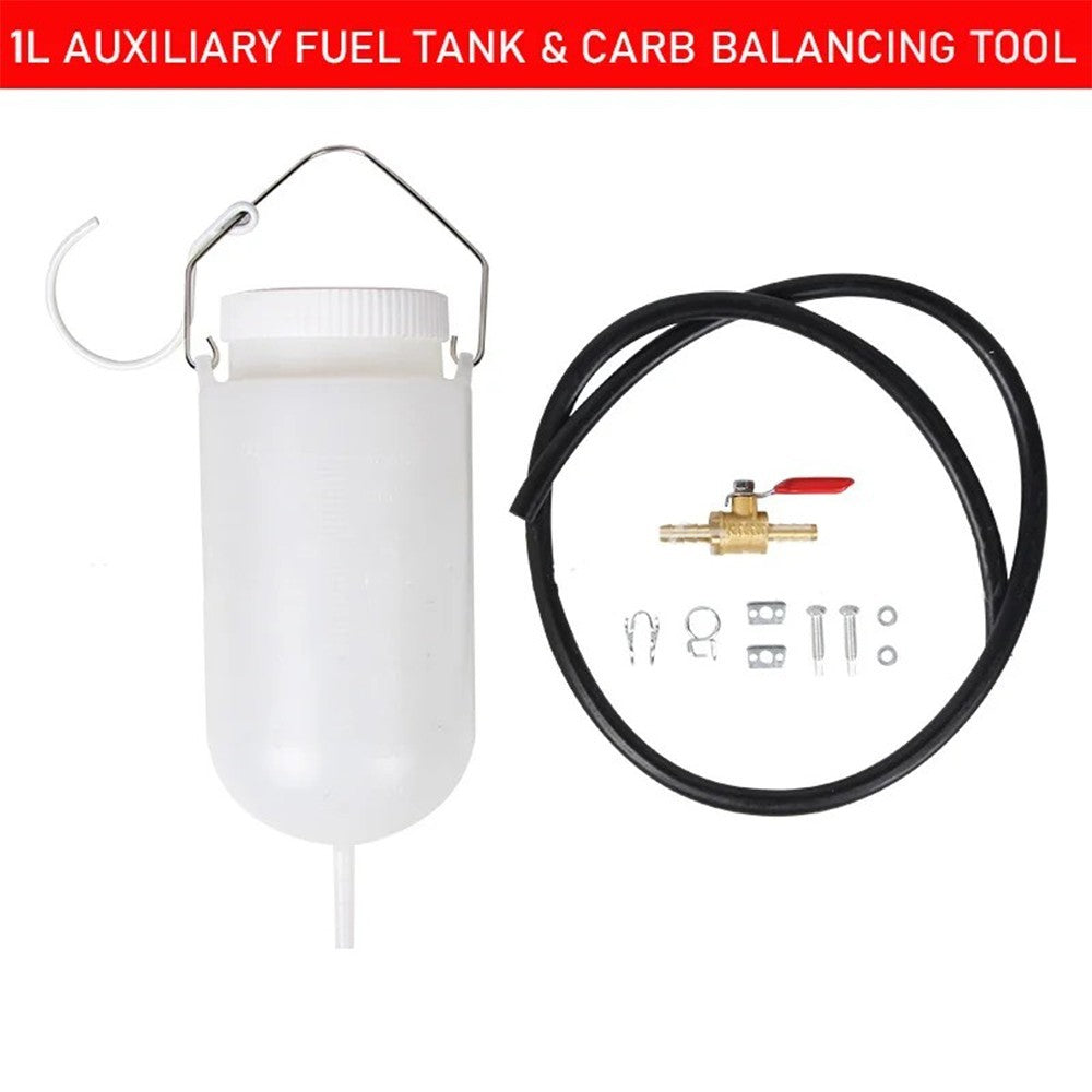 Motorcycle Auxiliary Fuel 1L Tank & Carb Balancing Gas Container Tuning Bottle