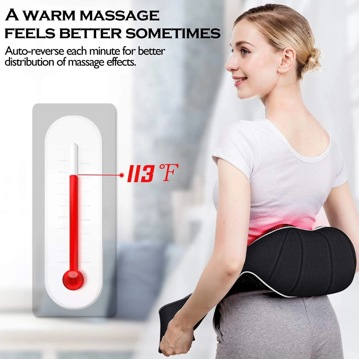 Neck Shoulder Massager Pillow Heated Deep Tissue Back Body Muscle ReliefMassager