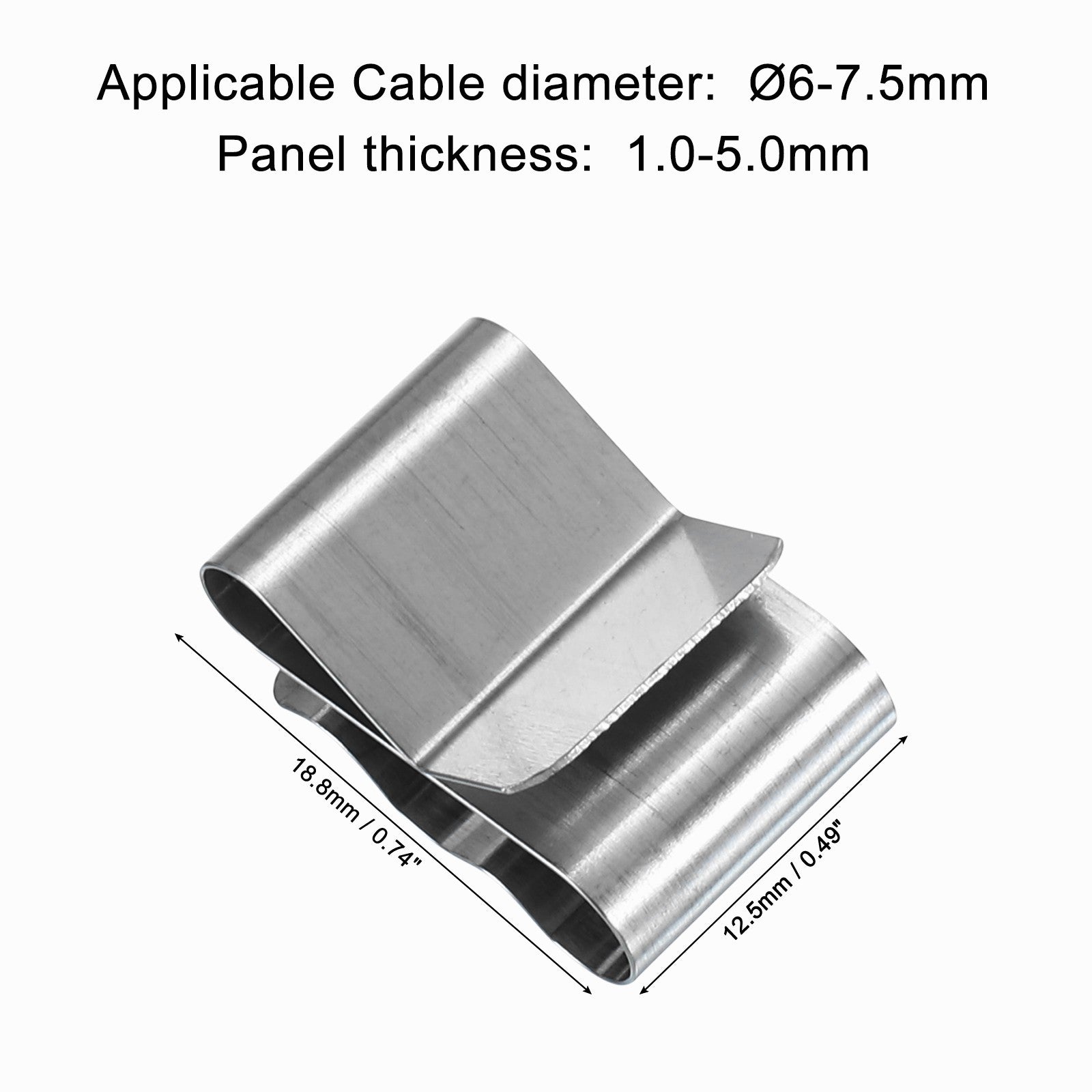 50pcs Trailer Frame Wire Clips 18.8mm Length Stainless Steel Cable Clamps