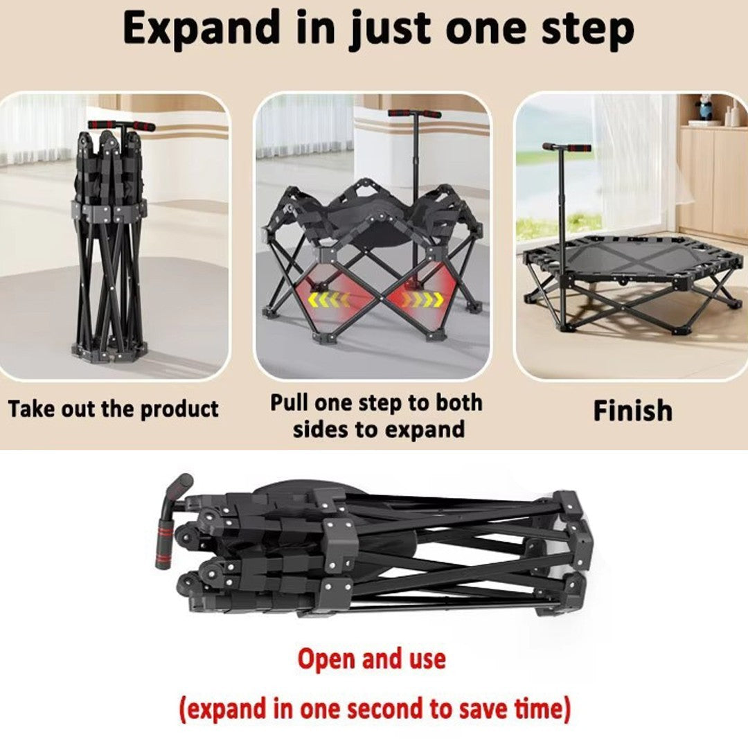 42" Foldable Trampoline Handrail Rebounder Folding Fitness Exercise Home Tool UK