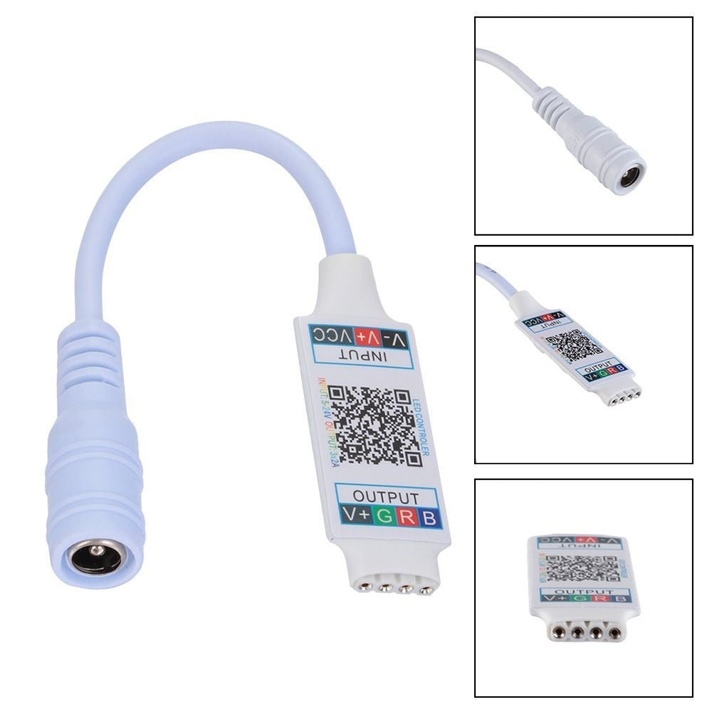 Plug to 4Pin Connector LED Light Strip Bluetooth Adaptor Music RGB Controller