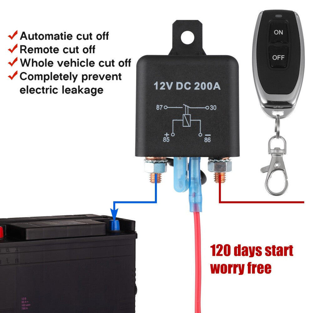 2X Wireless Remote Car Battery Disconnect Relay Master Kill Cut-off Switch