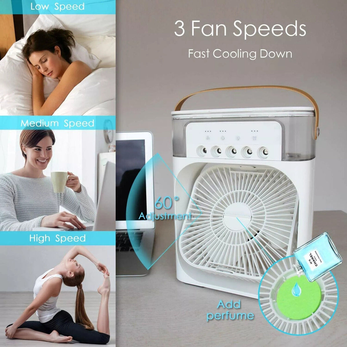 Portable Air Cooler Fan Evaporative Ice Cold Cooling Air Conditioner Humidifier