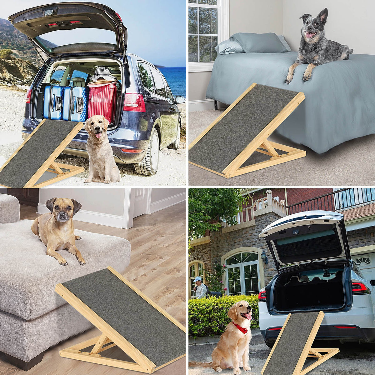 Adjustable Heights Dog Pet Ramp Foldable Stairs Non-Slip Ramp for Car Bed Sofa